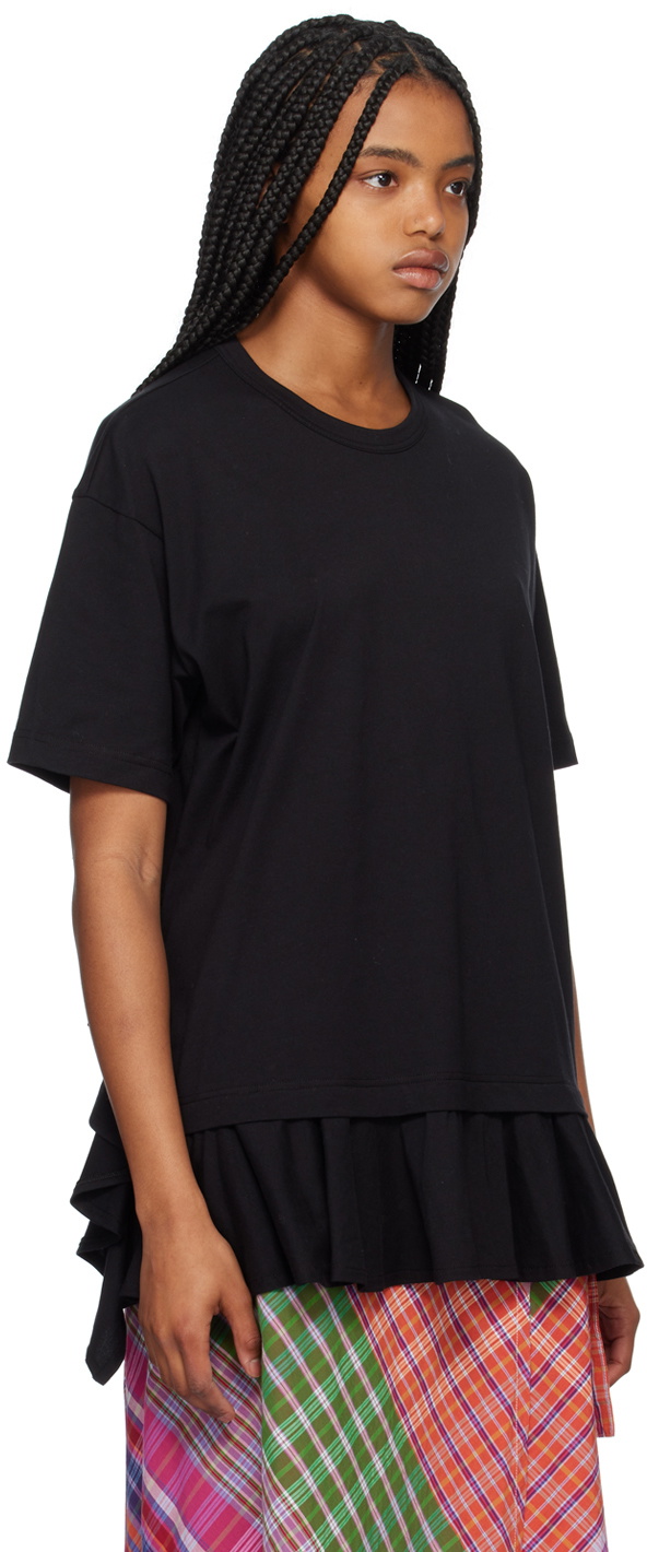 Comme des Garçons Shirt Black Ruffled T-Shirt