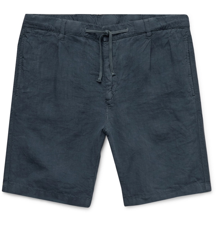 Photo: Hartford - Pleated Linen Drawstring Shorts - Gray