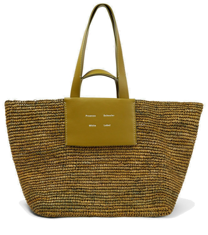 Photo: Proenza Schouler White Label Morris XL raffia tote bag