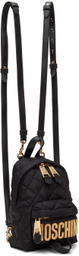Moschino Black Mini Quilted Logo Backpack