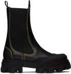 GANNI Black Cleated Mid Chelsea Boots