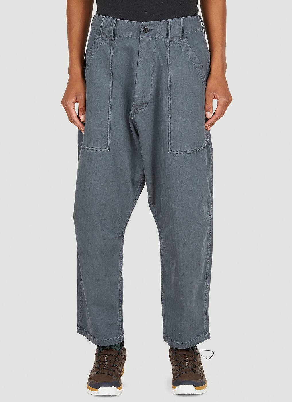Garment Dyed Herringbone Pants in Grey Liberaiders
