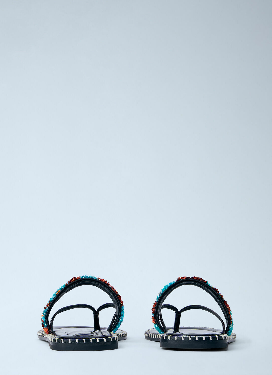 Dries Van Noten Embellished Whipstitched Leather Sandals