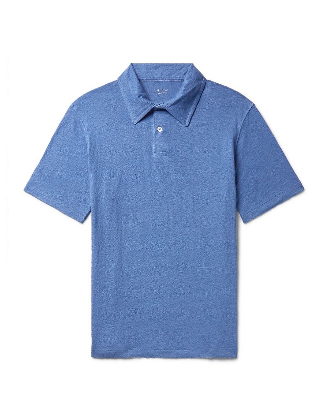 Photo: Hartford - Slub Linen Polo Shirt - Blue