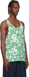 Dries Van Noten Green & White Floral Tank Top