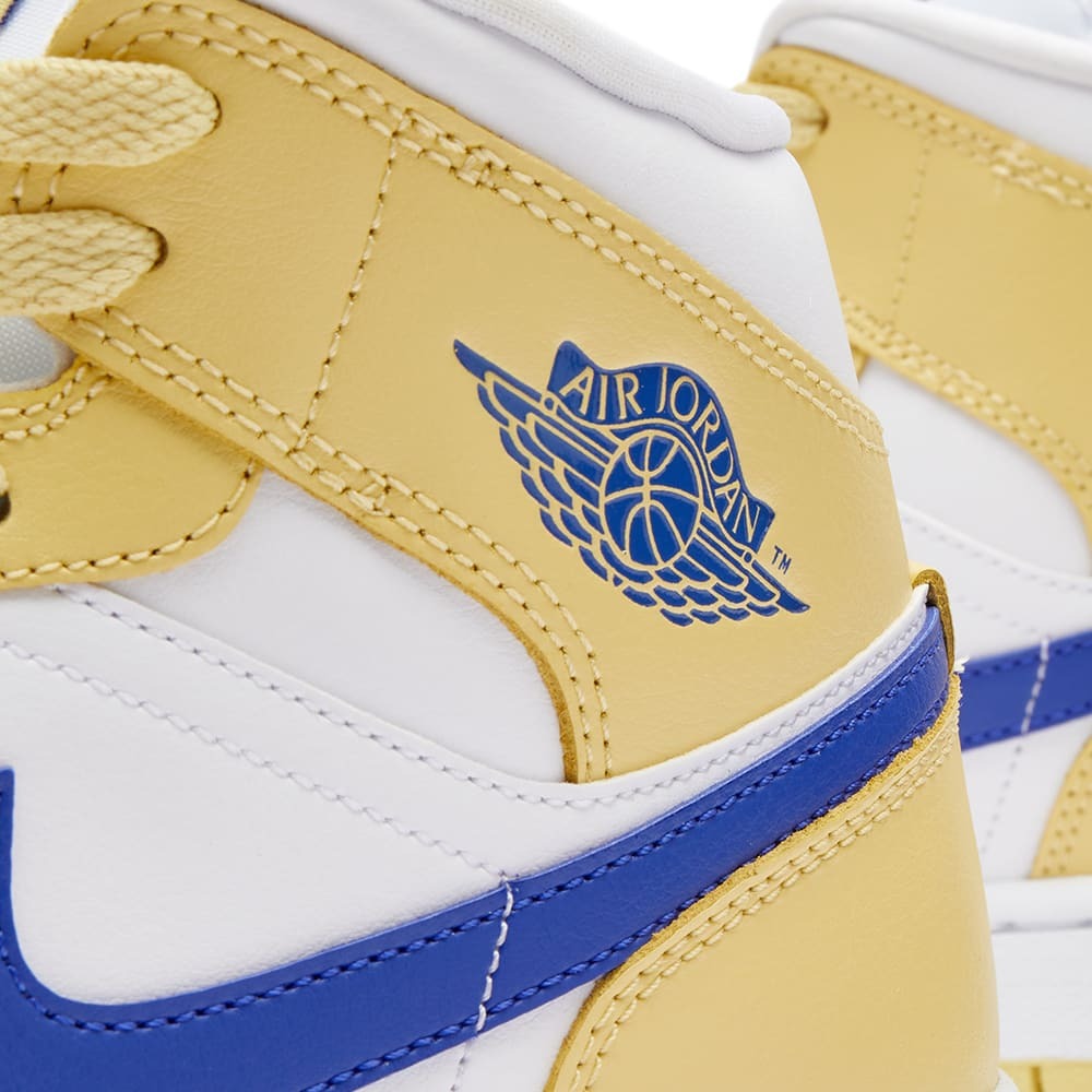 Air Jordan Women's 1 Mid Sneakers in Lemon Wash/Lapis White
