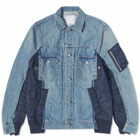 Sacai Men's Denim x Nylon MA-1 Jacket in Light Blue