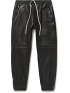 Rick Owens - Tapered Leather Drawstring Track Pants - Black