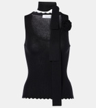 Blumarine Floral-appliqué wool tank top