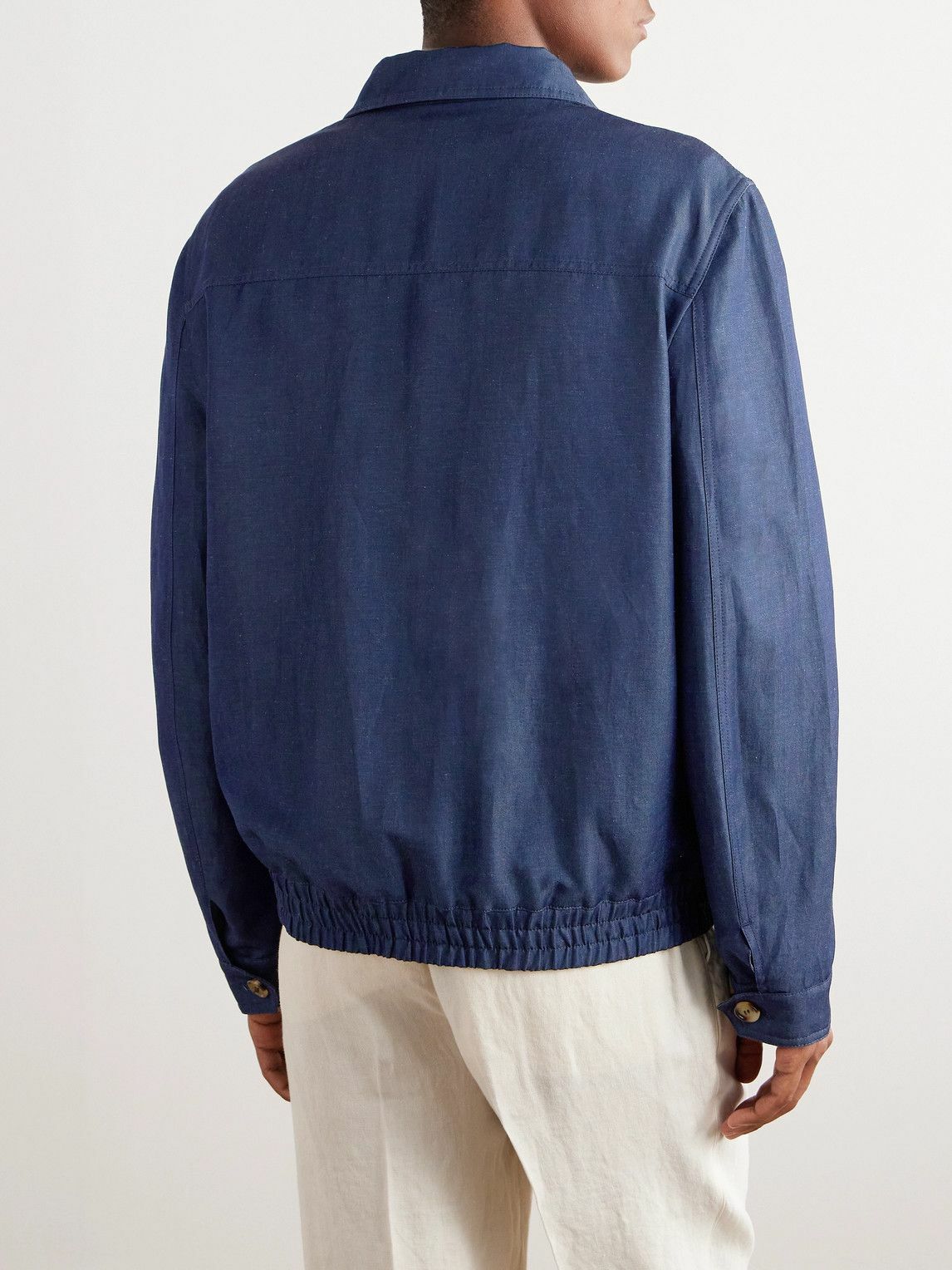 Brunello Cucinelli - Wool and Linen-Blend Bomber Jacket - Blue