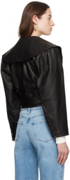 FRAME Black Cropped Leather Jacket