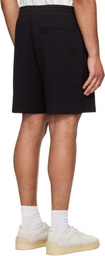 Hugo Black Stacked-Logo Trim Shorts
