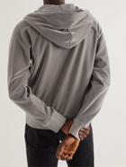 TOM FORD - Cotton-Blend Velour Zip-Up Hoodie - Gray