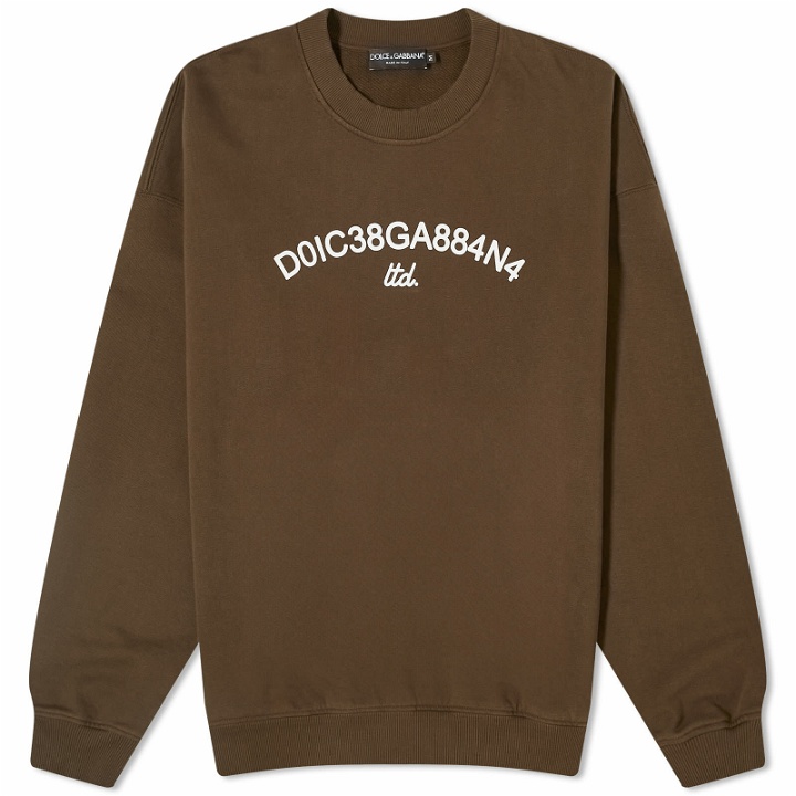 Photo: Dolce & Gabbana Men's Number Logo Crew Sweatshirt in Brown