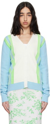 Anna Sui Blue & White Amalfi Knit Cardigan