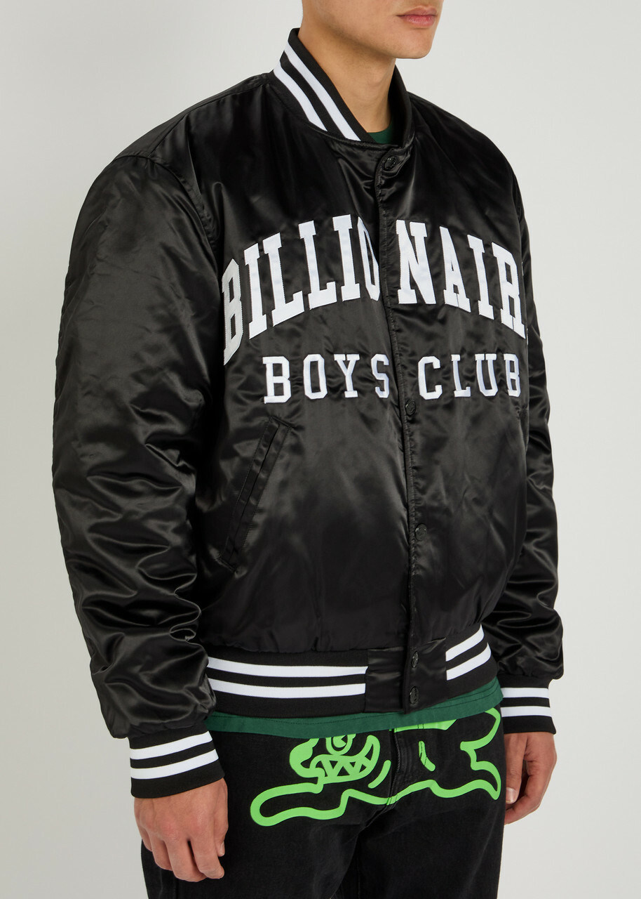 Billionaire Boys Club College Satin Varsity Jacket Black