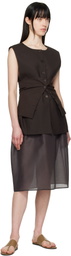 AMOMENTO Brown Oversized Button Up Vest