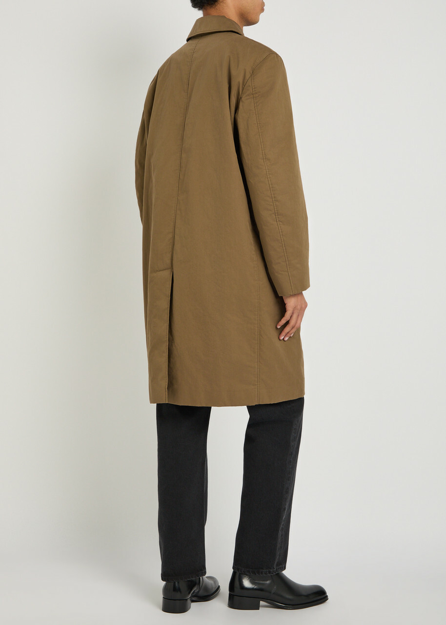 Saint Laurent Quilted Cotton Coat Taupe