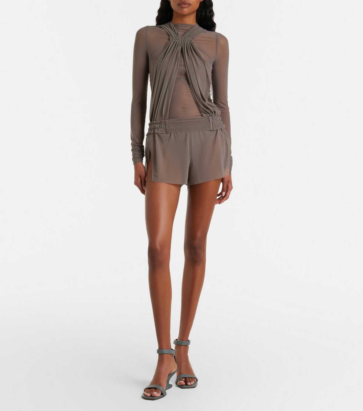 Rick Owens Miami cutout sheer tulle bodysuit