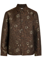 Les Deux Kaleb Floral-jacquard Woven Overshirt Grey