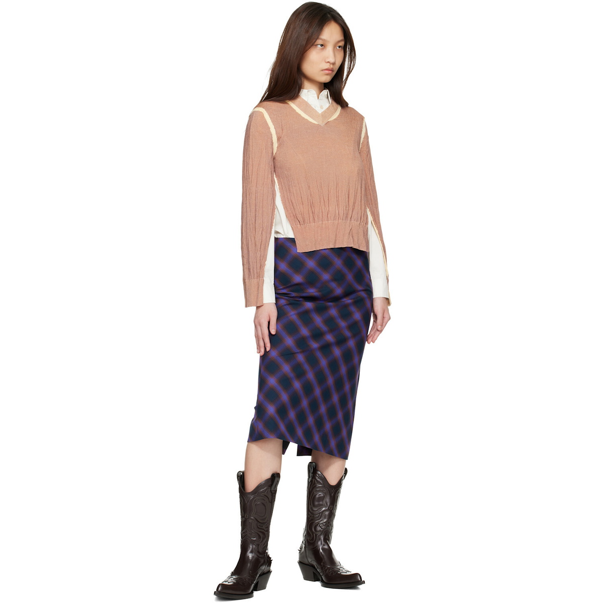 Acne Studios Tan Wrinkled V-Neck Sweater