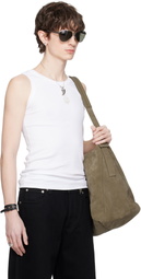 McQueen White Embroidered Skull Tank Top