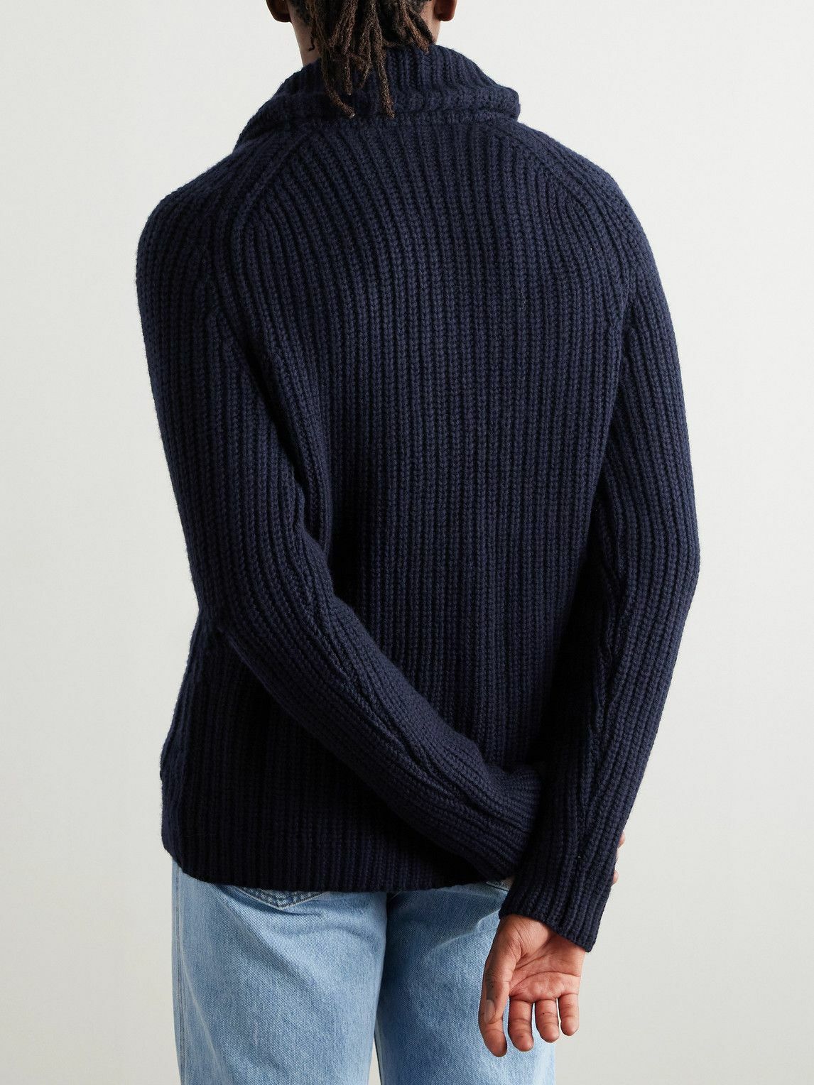 トップス made in italy ZANONE cardigun en Zanone Rib Wool Cardigan Jacket Navy at CareOfCarl.com