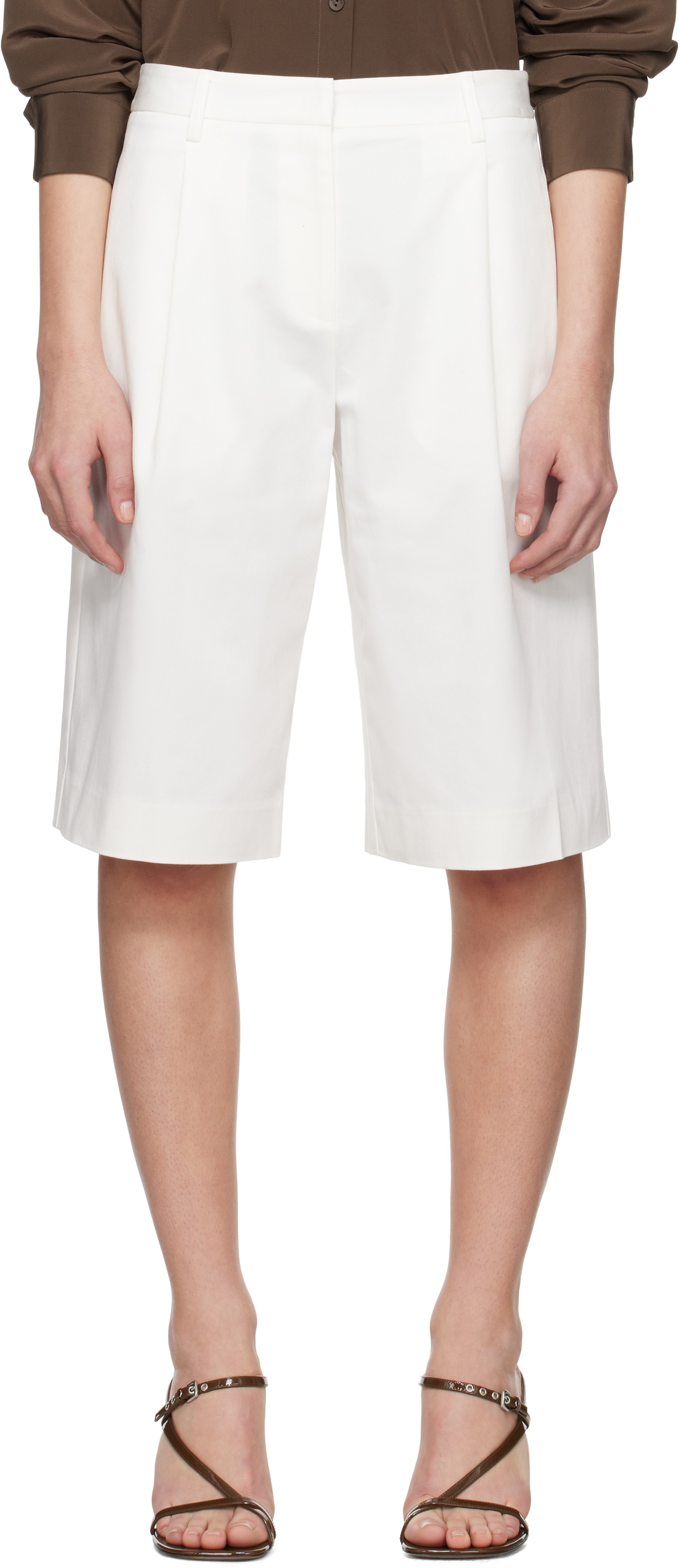 Matteau White Long Chino Shorts