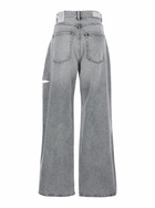 Icon Denim Grey High Waisted Jeans With Ripped Details In Denim Woman