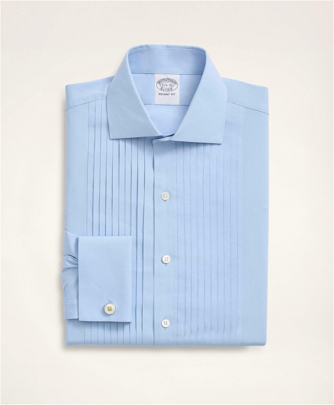 Photo: Brooks Brothers Men's Regent Regular-Fit Ten-Pleat Broadcloth English Collar Tuxedo Shirt | Chambray