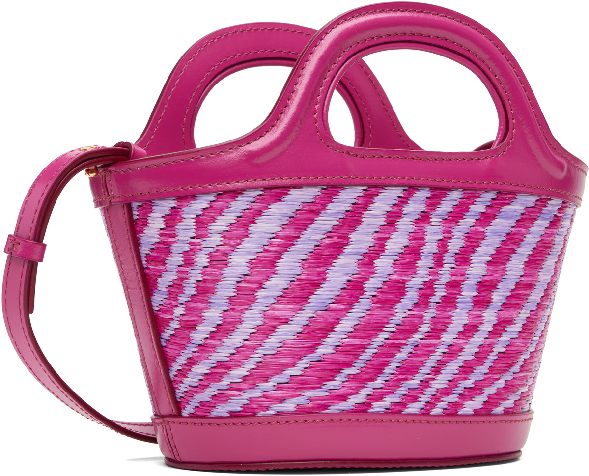 Marni Pink Wavy Raffia-Effect Tropicalia Micro Tote