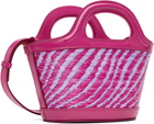 Marni Pink Wavy Raffia-Effect Tropicalia Micro Tote