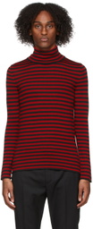 Saint Laurent Red & Black Striped Turtleneck