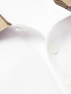 Burberry - Slim-Fit Checked Cotton-Piqué Polo Shirt - White