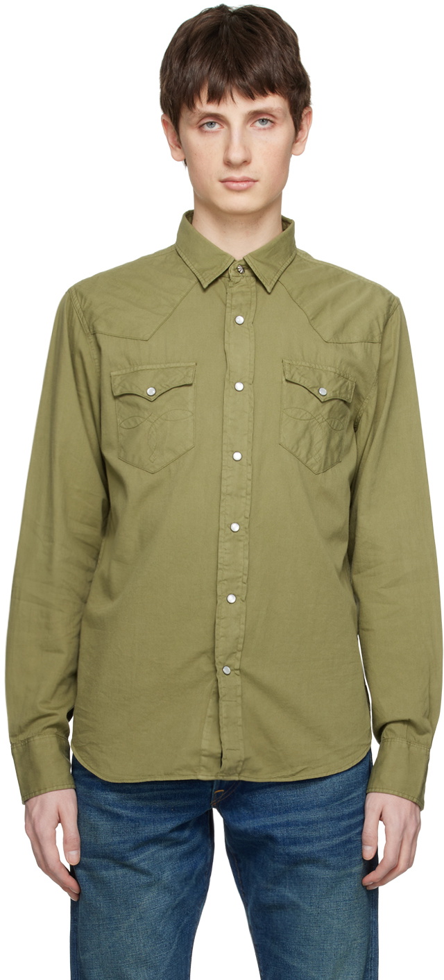 RRL Green PressStud Shirt RRL