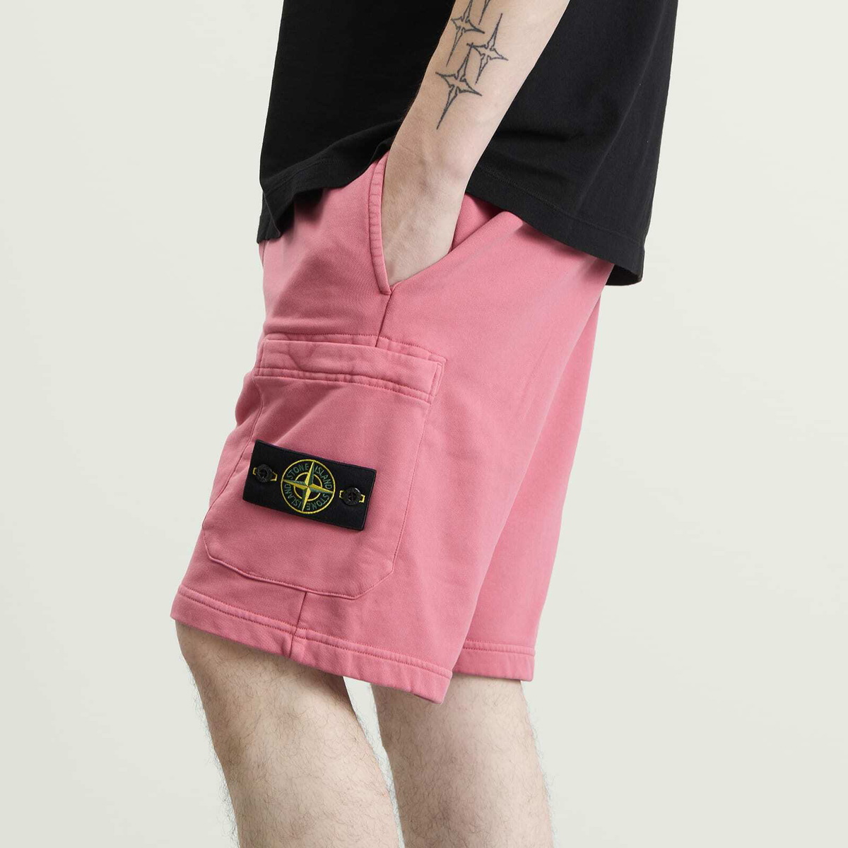 Stone Island Men's Organic Cotton Fleece Shorts in Geranium