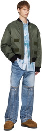 Andersson Bell Khaki Flight Layered Washed Bomber Jacket