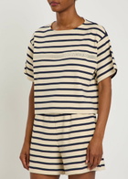 Moncler Striped Cotton T-shirt Beige