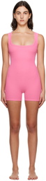 SKIMS Pink Cotton Rib Onesie Jumpsuit