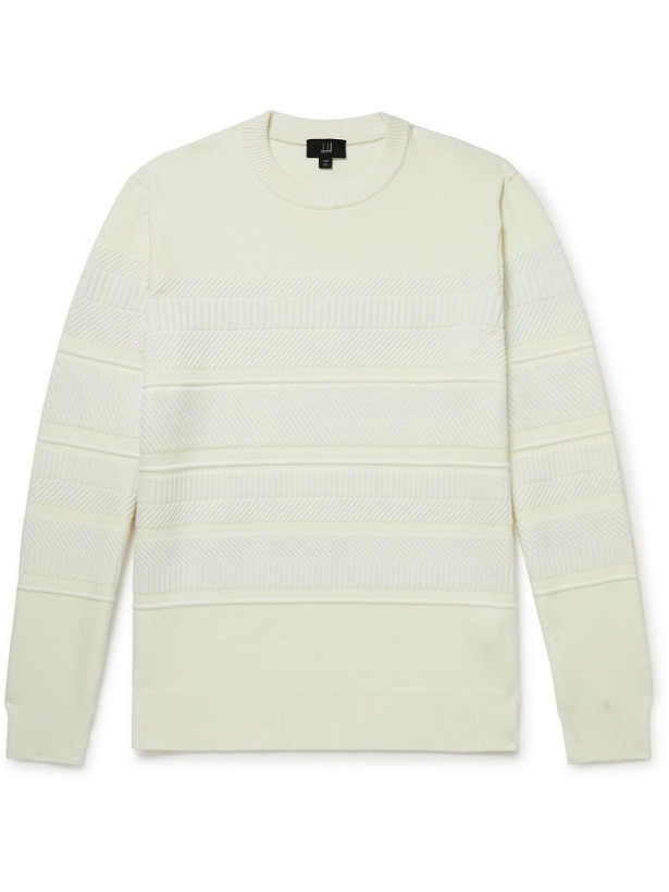 Photo: Dunhill - Gears Textured Wool-Blend Sweater - Neutrals