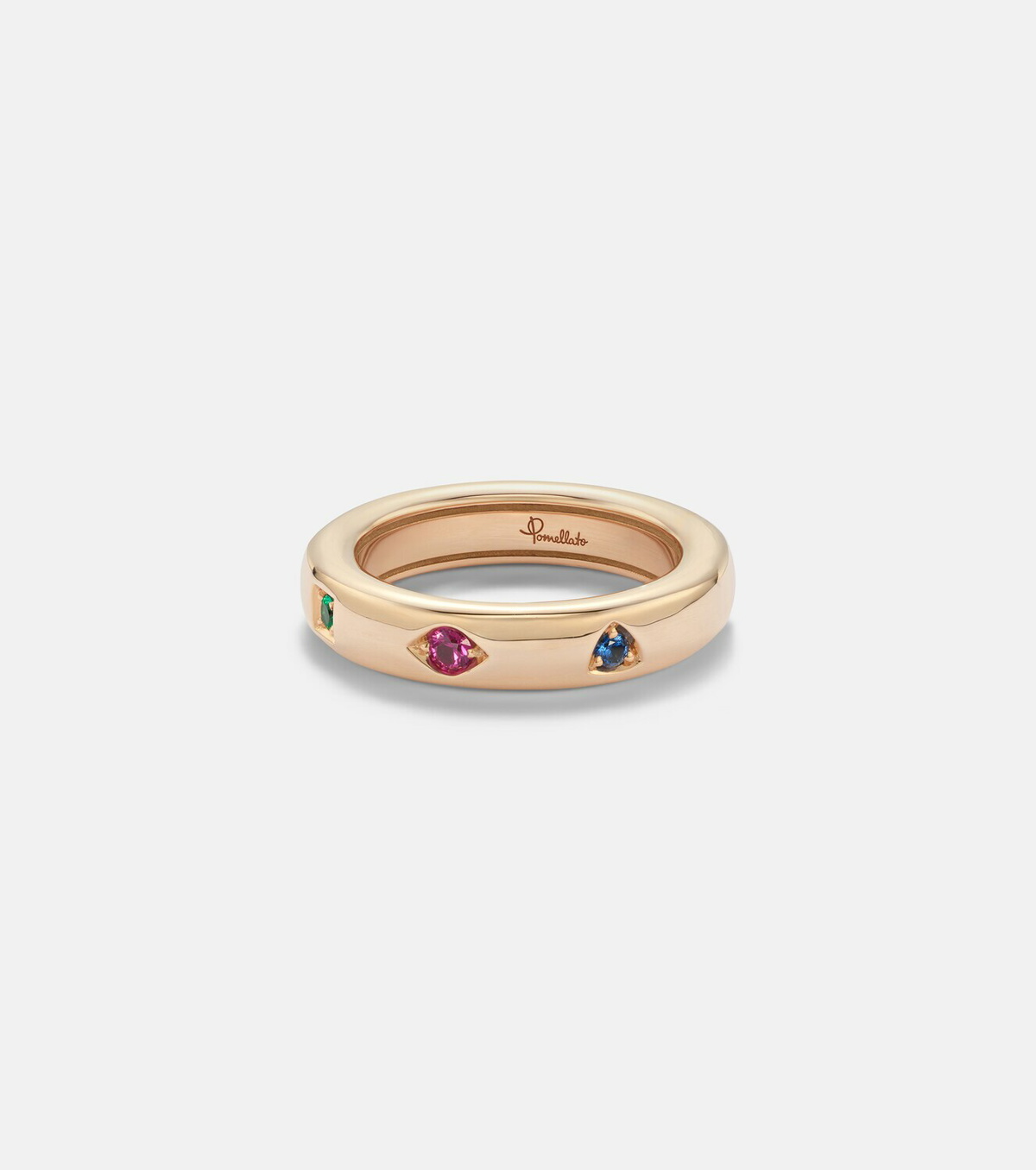 Pomellato Iconica Extra Slim 18kt rose gold ring with gemstones