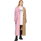 MSGM Beige and Pink Two-Tone Long Coat