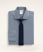Brooks Brothers Men's Madison Relaxed-Fit Dress Shirt, Poplin English Collar Gingham | Grey/Navy
