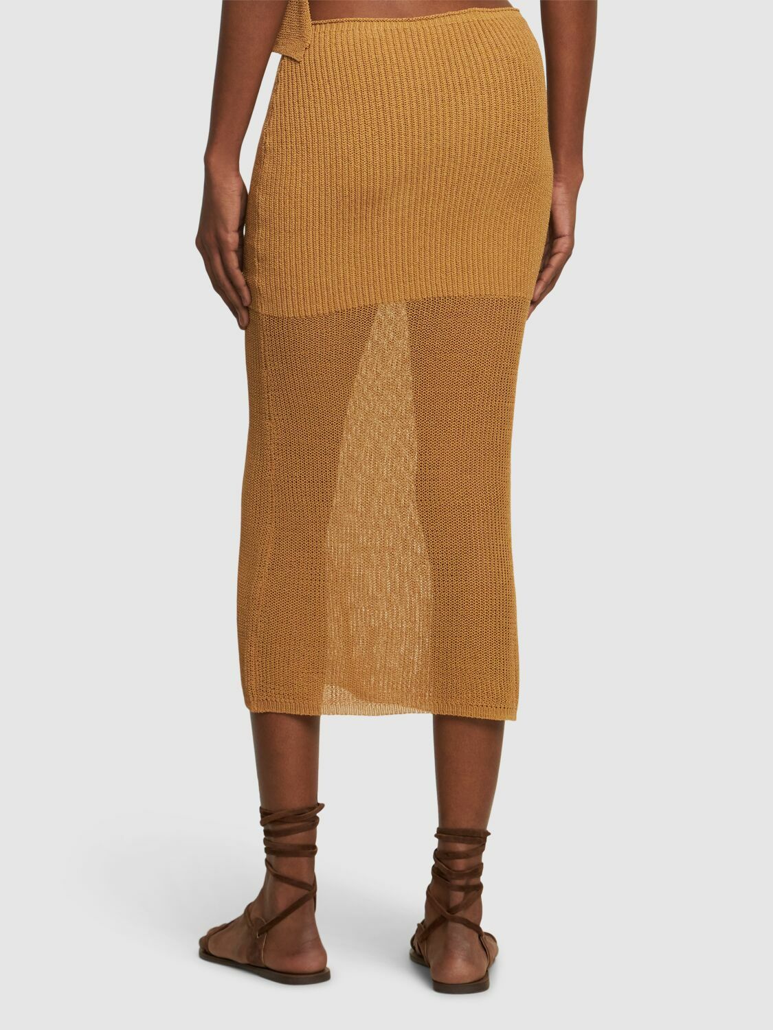 WEWOREWHAT Cotton Blend Knit Midi Skirt