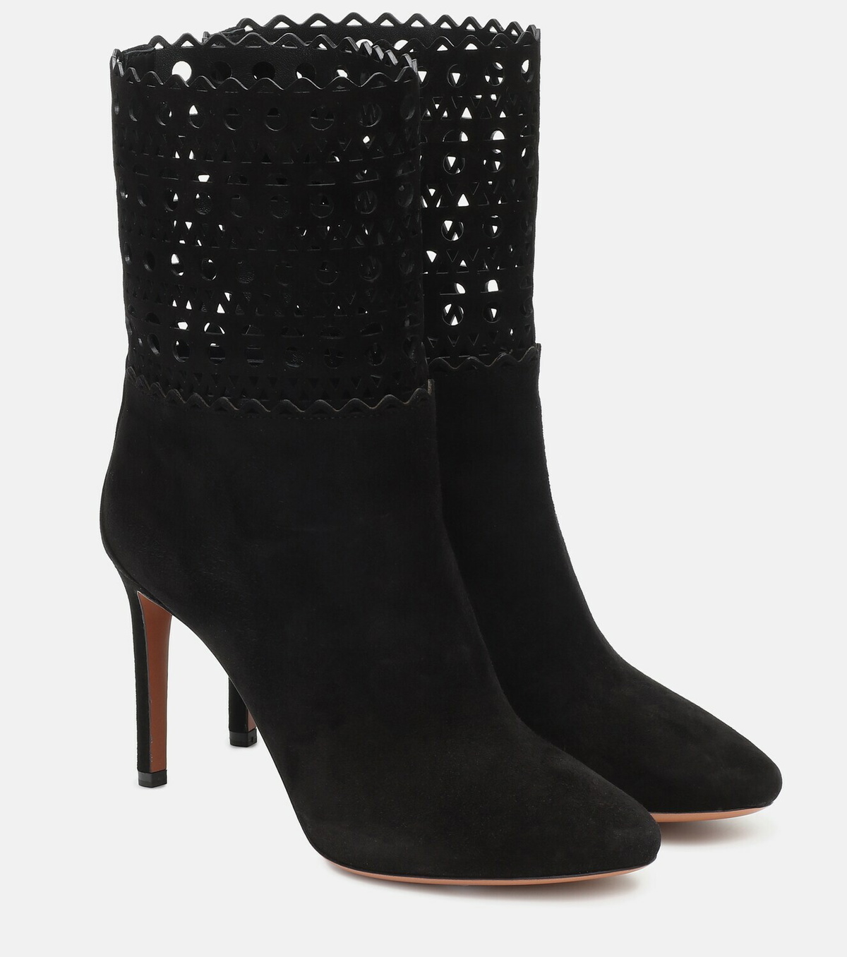 ALAIA 25S SQUARE TOE CHELSEA ANKLE BOOTS SHOES IN BLACK CALFSKIN