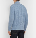 Inis Meáin - Cable-Knit Merino Wool Zip-Up Cardigan - Blue