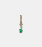 Roxanne First 14kt white gold single earring with emerald and diamonds