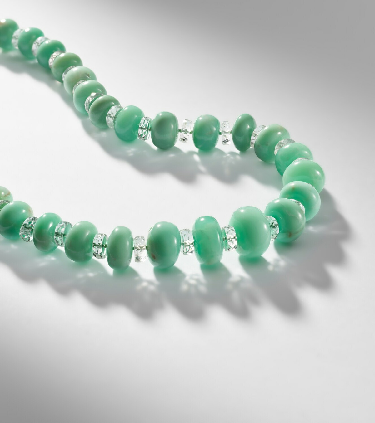 Ileana Makri Beaded necklace with chrysoprases, topaz, and diamonds