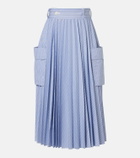 Sacai Striped cotton-blend midi skirt