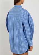 Ganni Striped Cotton-poplin Shirt Navy